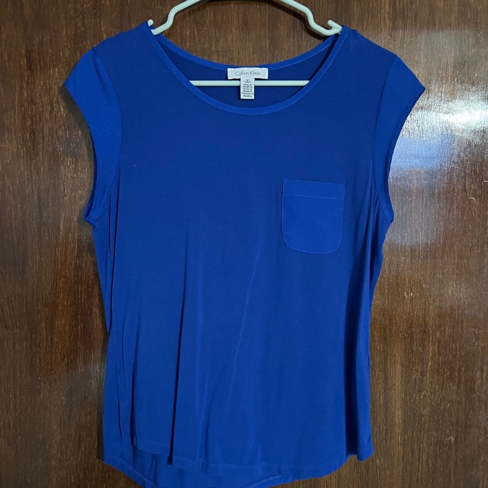 Calvin Klein Royal Blue Short Sleeve Blouse